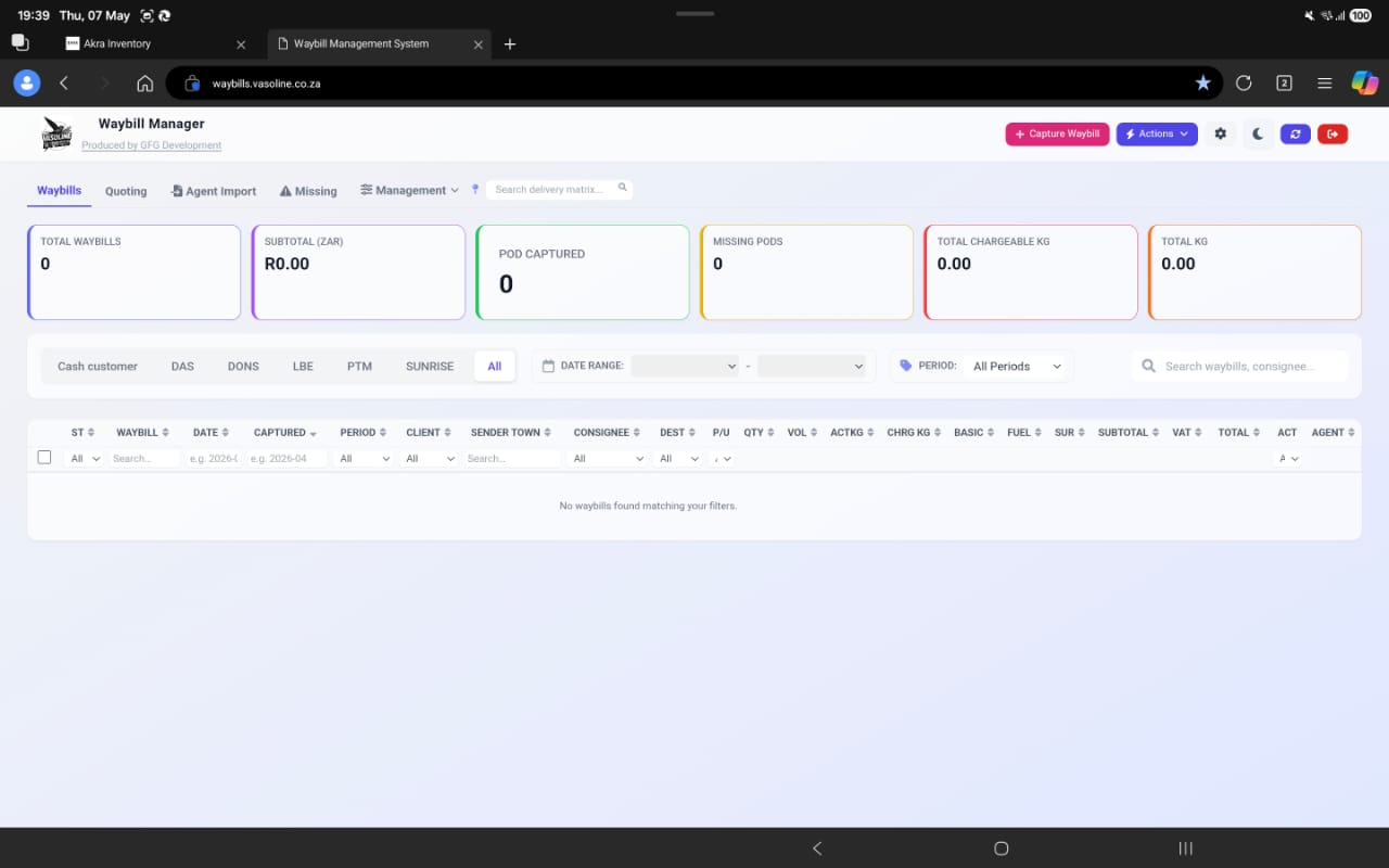 Waybill Manager Screenshot